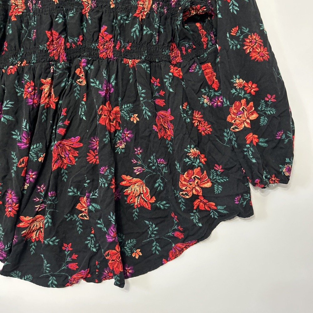 Torrid Womens Smocked Babydoll Top Size 3X Button Long Puff Sleeve Floral Print - Picture 11 of 16